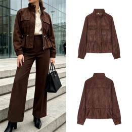 Guobioziy Womens Jacket 2026 Fall/winter New Arrival Fashion Stand Collar Long Sleev