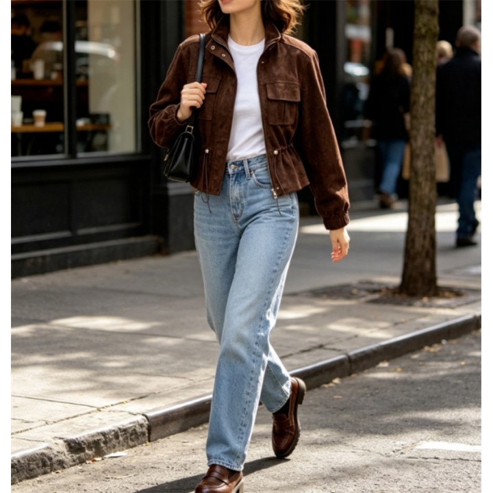 Guobioziy Womens Jacket 2026 Fall/winter New Arrival Fashion Stand Collar Long Sleev