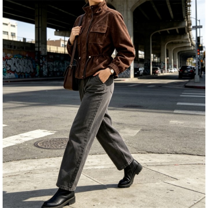 Guobioziy Womens Jacket 2026 Fall/winter New Arrival Fashion Stand Collar Long Sleev