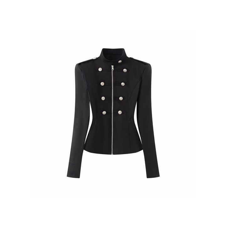 Women Fall Clothes For Women Napoleon Jacket Coat Double Row Buttons Cinched Short   