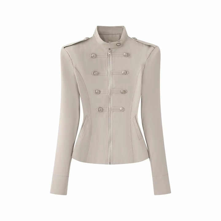 Women Fall Clothes For Women Napoleon Jacket Coat Double Row Buttons Cinched Short   