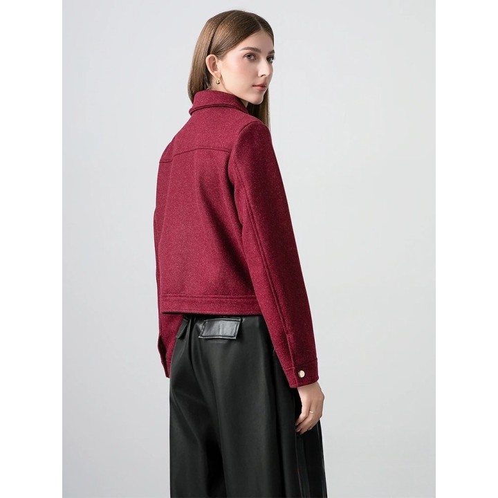 Kondala Red Bordeaux Loose Jakcets Women Zipper Pockets Short Coats Fashion 2025 Autm