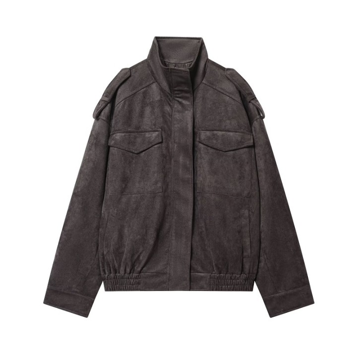 Mujer Suede Bomber Jacket Woman Oversized Demiseason Jackets For Women Outerwears Win