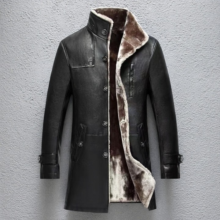 Mens Clothing Genuine Sheep Leather Coat Winter Thick Real Fur Long Sheepskin Jackets