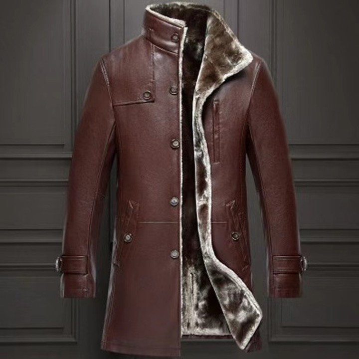 Mens Clothing Genuine Sheep Leather Coat Winter Thick Real Fur Long Sheepskin Jackets