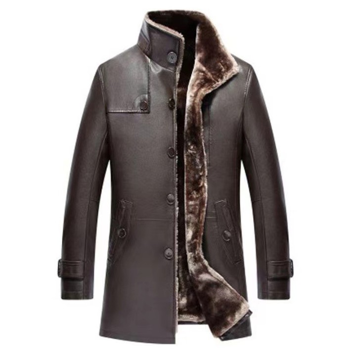 Mens Clothing Genuine Sheep Leather Coat Winter Thick Real Fur Long Sheepskin Jackets