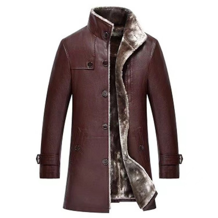Mens Clothing Genuine Sheep Leather Coat Winter Thick Real Fur Long Sheepskin Jackets