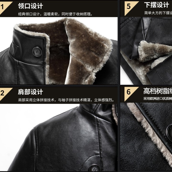 Mens Clothing Genuine Sheep Leather Coat Winter Thick Real Fur Long Sheepskin Jackets