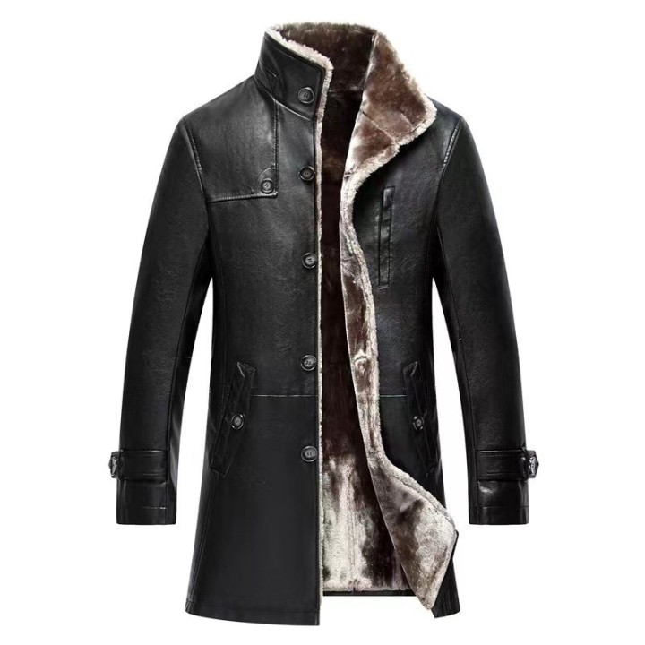 Mens Clothing Genuine Sheep Leather Coat Winter Thick Real Fur Long Sheepskin Jackets