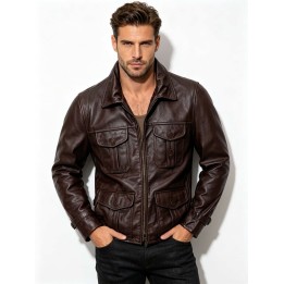Brown Autumn Leather Jacket Men Retro Style Plus Size 5xl Genuine Natural Cowhide Tur
