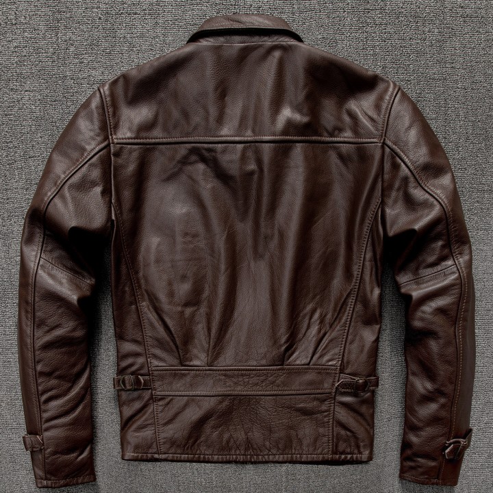 Brown Autumn Leather Jacket Men Retro Style Plus Size 5xl Genuine Natural Cowhide Tur