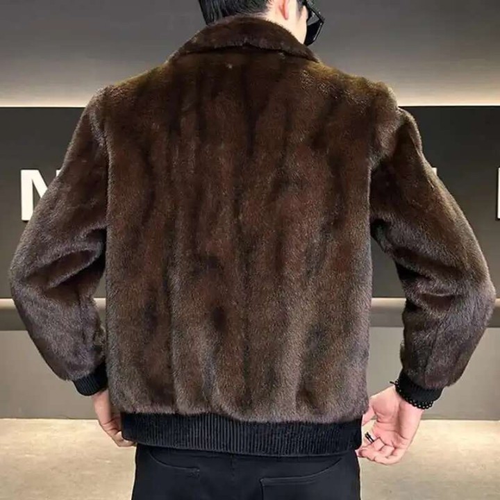 Mens Faux Leather Jacket Men Plush Thick Coat  Style Faux Leather Jacket Men Fur Coa