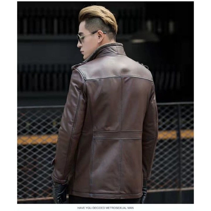 Genuine Leather Slimfit Midlength Fur One With Cashmere Mink Fur New Winter Mens Coa