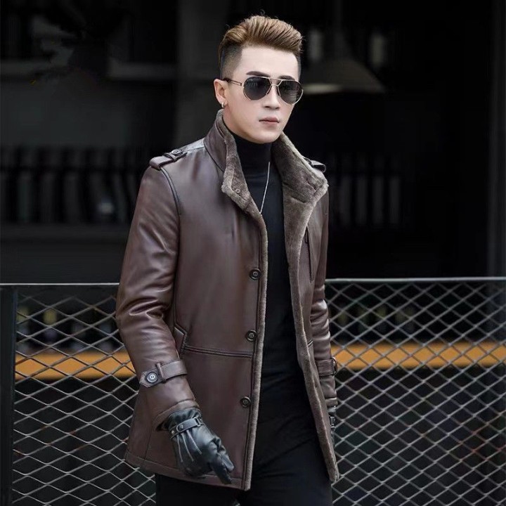 Genuine Leather Slimfit Midlength Fur One With Cashmere Mink Fur New Winter Mens Coa