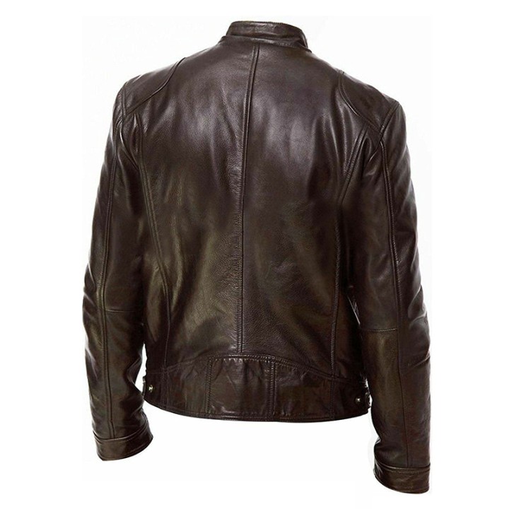 2024 Motorcycle Leather Jackets Man Casual Fashion Motorcycle Coat Slim Fit Lapel Pu 