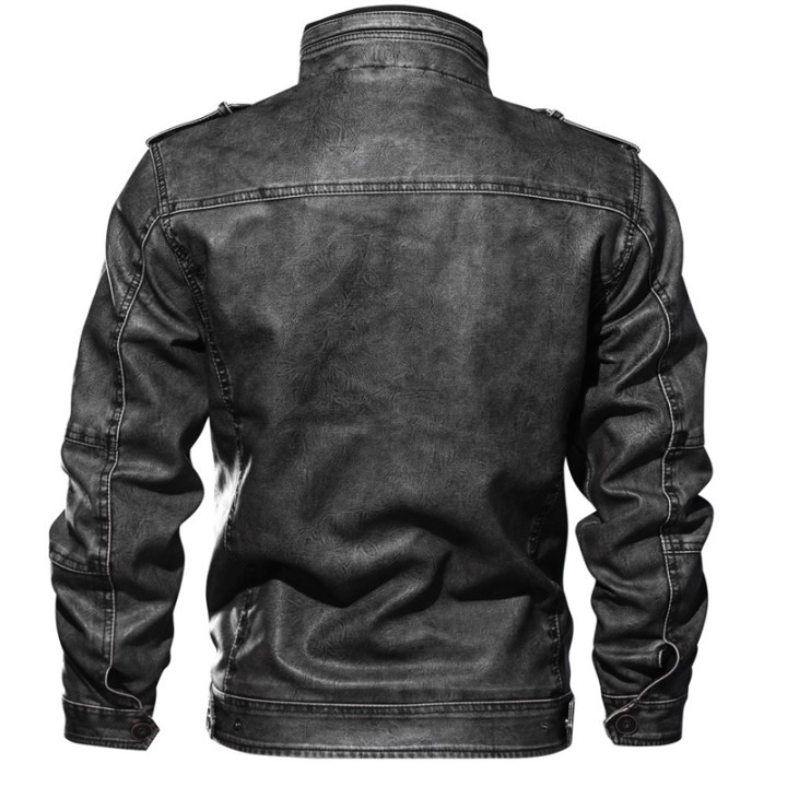 Mens Pu Leather Jacket Autumn Winter Casual Slim Coat Multipocket Tactical Bomber Mo