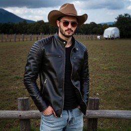 Italian Oil Wax Vegetable Tanned Bark Pattern Sheepskin Genuine Leather Jacket Mens 