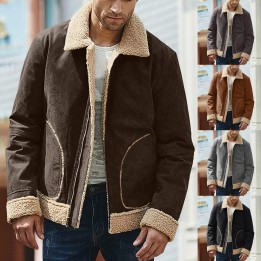 2024 Mens Matte Fleece Composite Coat Thick Coat Imitation Fur Integrated Warm Fashi