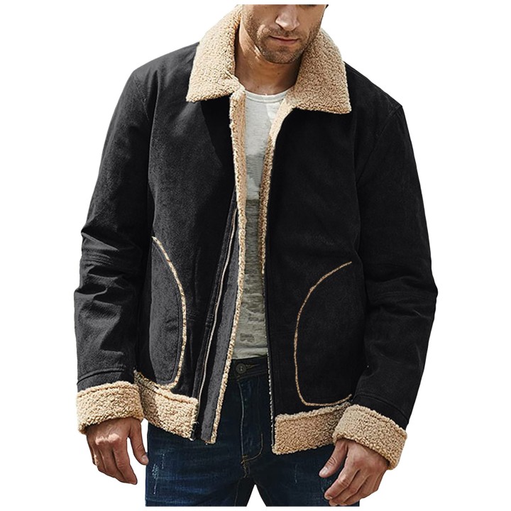 2024 Mens Matte Fleece Composite Coat Thick Coat Imitation Fur Integrated Warm Fashi