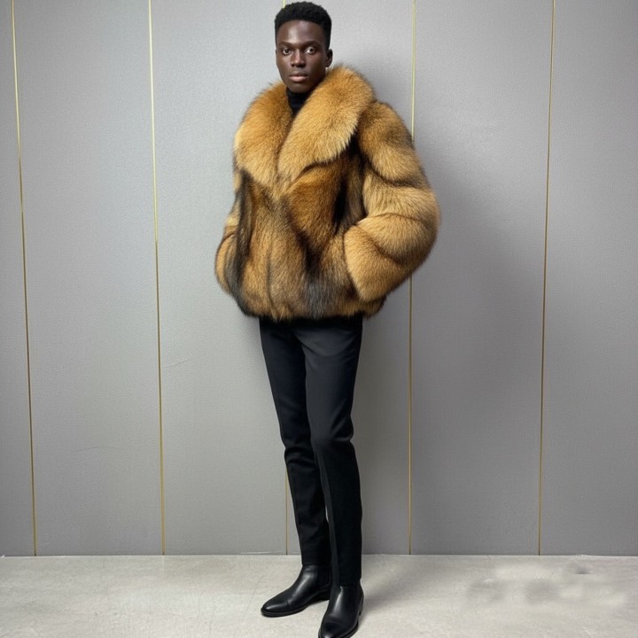 Mens Natural Raccoon Fur Coat Full Skin Genuine Leather Jacket High Quality Real Fur