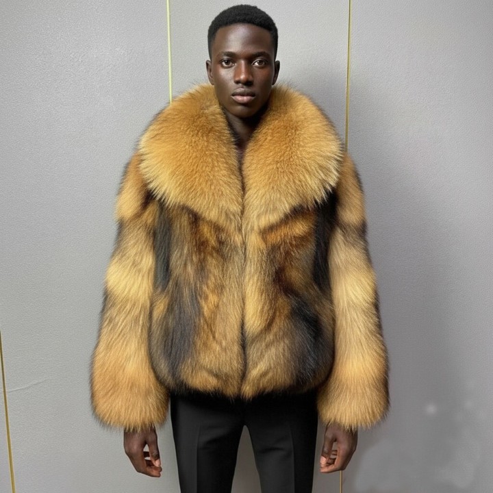Mens Natural Raccoon Fur Coat Full Skin Genuine Leather Jacket High Quality Real Fur