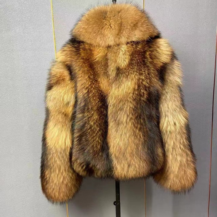 Mens Natural Raccoon Fur Coat Full Skin Genuine Leather Jacket High Quality Real Fur
