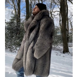 Mens Fur Coat Mink Fur Long Coat Plus Size Winter Thickened Warm Trench Coat