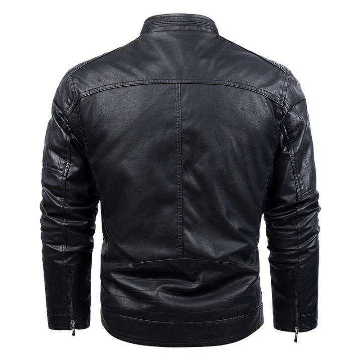 Winter Mens Retro Leather Jackets Warm Fleece Motorcycle Coat Fashion Windproof Moto