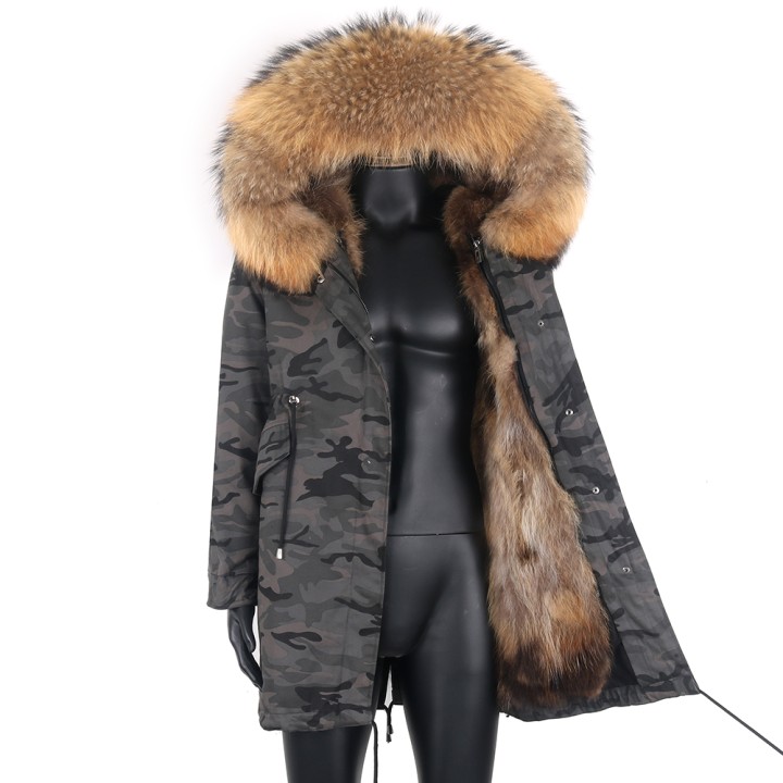Mens Real Fur Coat Winter Jacket 2025 Long Parka Waterproof With Natural Raccoon Fur