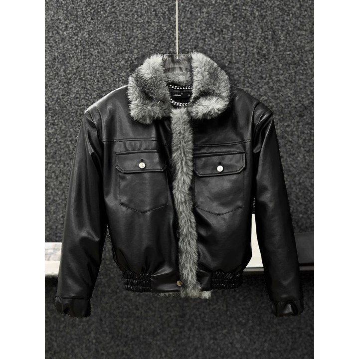 Mens 2025 Winter New Thickened Warm Motorcycle Jackets Ecofriendly Fur Doublesided W