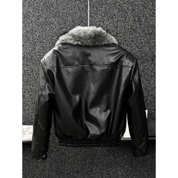 Mens 2025 Winter New Thickened Warm Motorcycle Jackets Ecofriendly Fur Doublesided W