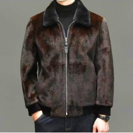 Winter New Fashion Mens Turndown Collar Long Sleeve Zipper Faux Fur Jackets Male Thi