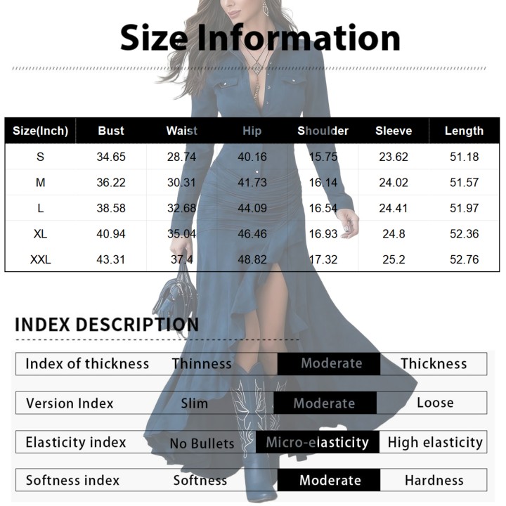 Fall Long Sleeve Button Western Dress Winter Wrap Asymmetric Ruffle Maxi Dress Trendy