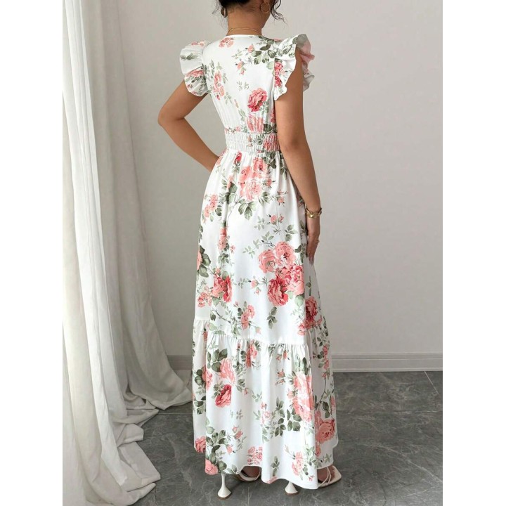2026 Womens Romantic Floral Print Dress Minimalist Fashion Summer Appropriate Casual