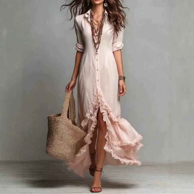 Linen Blend Long Dress