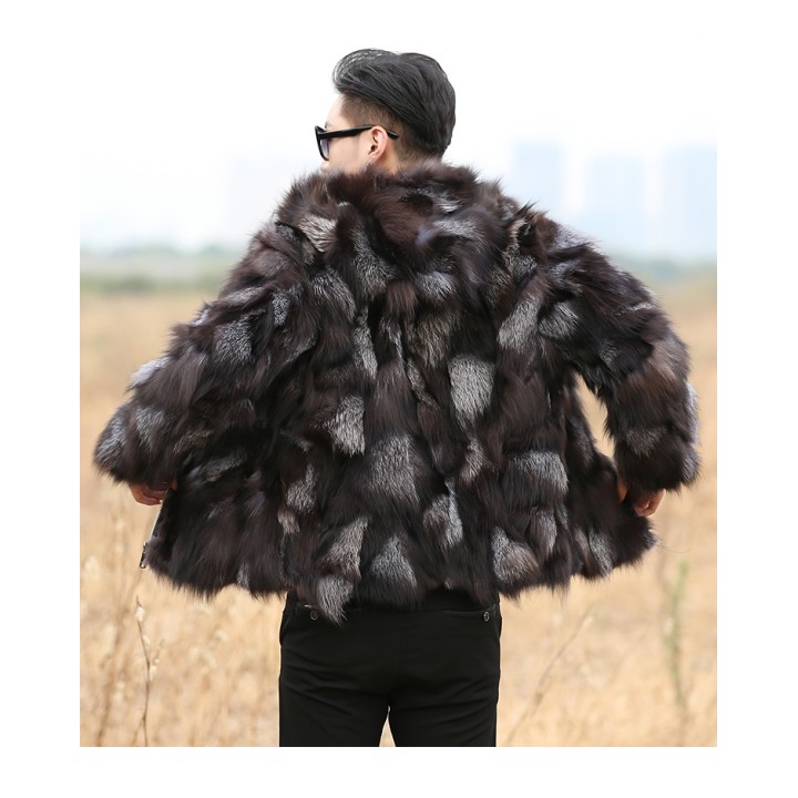 Real Genunie Natural Fox Fur Coat With Hood Mens Fashion Jacket Warm Winter Custom A