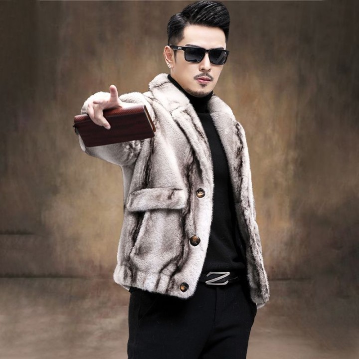 Mens Fur Coat Faux Fur Coat Men Ferret Mens Winter Jacket Tailored Collar Male Coat 