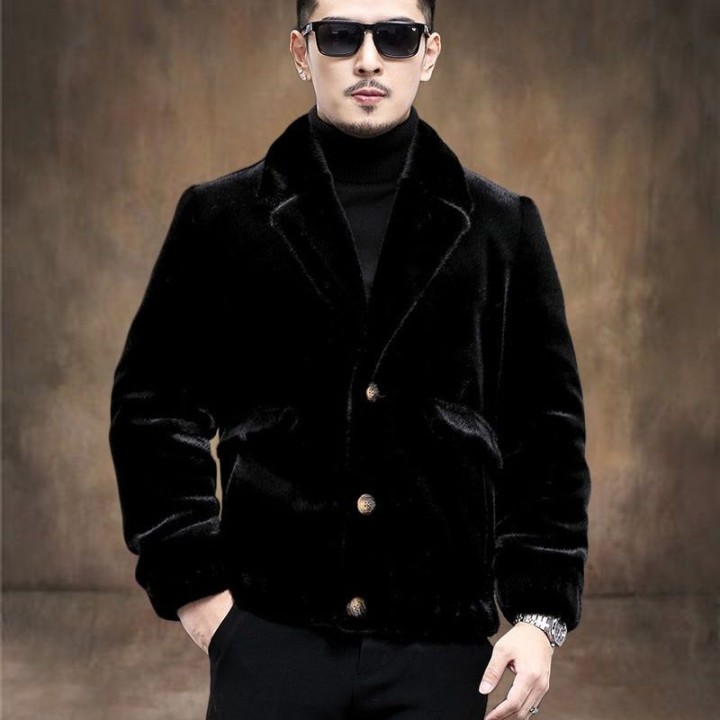 Mens Fur Coat Faux Fur Coat Men Ferret Mens Winter Jacket Tailored Collar Male Coat 