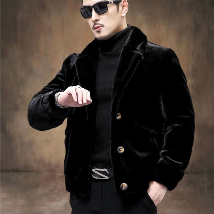 Mens Fur Coat Faux Fur Coat Men Ferret Mens Winter Jacket Tailored Collar Male Coat 