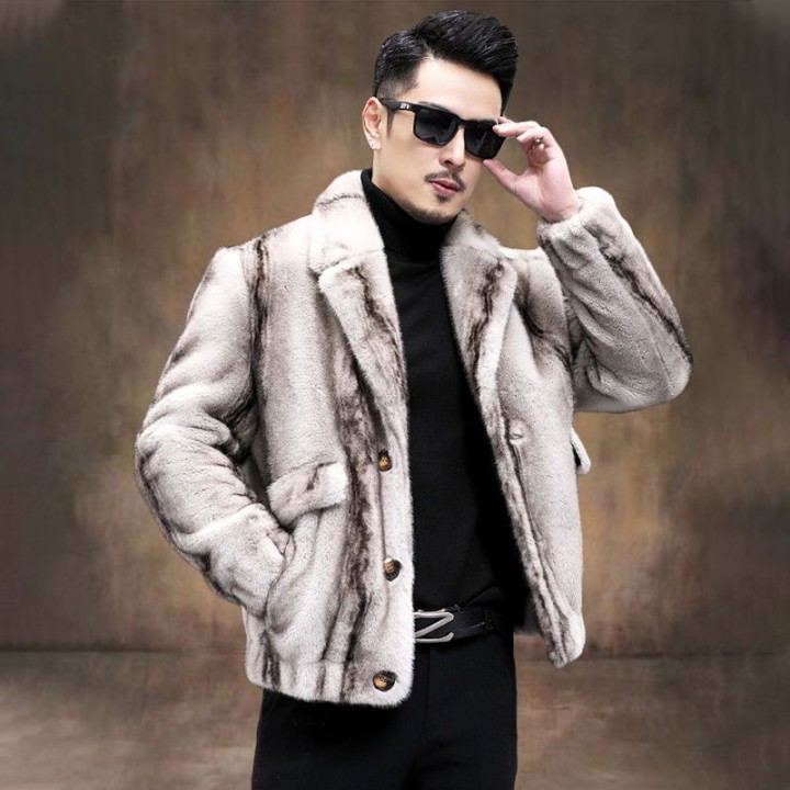 Mens Fur Coat Faux Fur Coat Men Ferret Mens Winter Jacket Tailored Collar Male Coat 