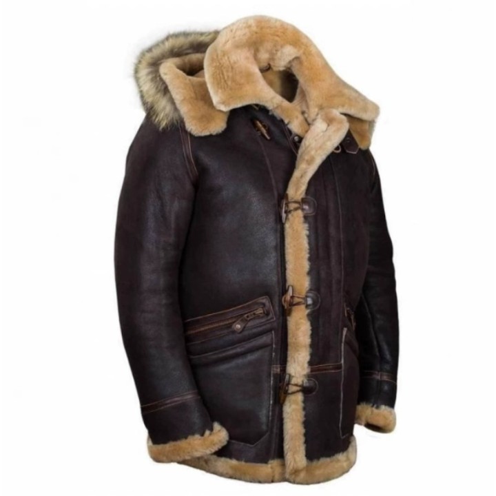 New Fashion Mens Coats Winter Jackets Fur Faux Leather Plush Turndown Collar Zipper 