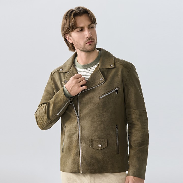 Highend Suede Leather Jacket Winter Men New  Punk Handsome Windproof Men Clothes Male
