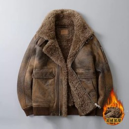 Winter New Arrival Trendy  Retro Fleece Lined Thickened Insulated Jacket Mens Casual