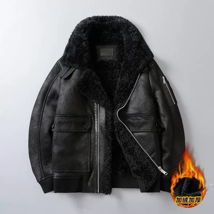 Winter New Arrival Trendy  Retro Fleece Lined Thickened Insulated Jacket Mens Casual