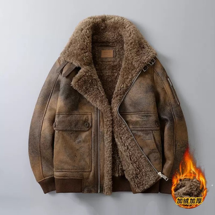 Winter New Arrival Trendy  Retro Fleece Lined Thickened Insulated Jacket Mens Casual
