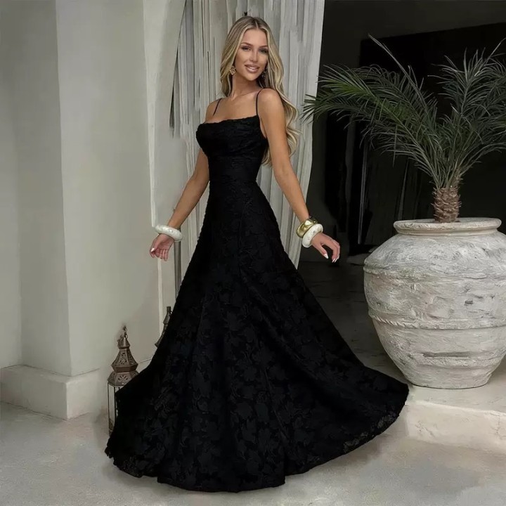 Jacquard Chiffon Long Dress Womens Backless Bandage Dresses Summer Evening Wedding G