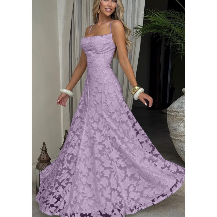 Jacquard Chiffon Long Dress Womens Backless Bandage Dresses Summer Evening Wedding G