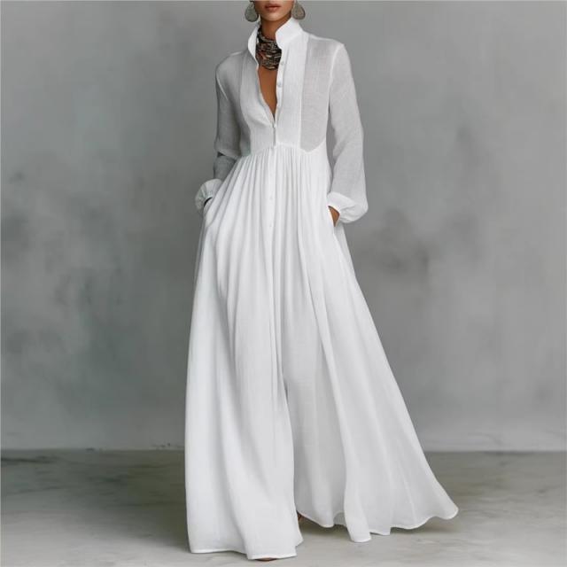 Linen Blend Long Dress