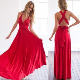  Women Multiway Wrap Convertible Boho Maxi Club Red Dress Bandage Long Dress Party Br