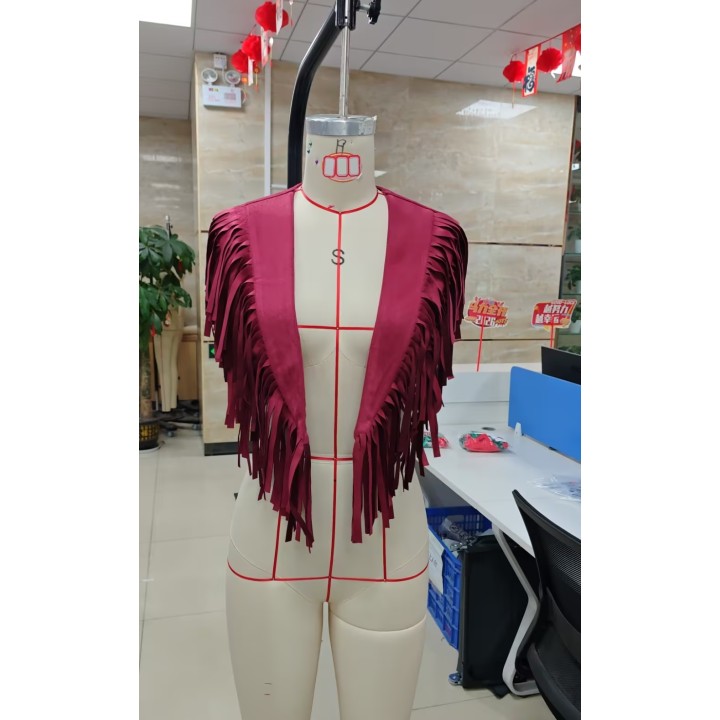 Womens Tassel Vest Jacket Open Front Stylish Solid Color Casual Sleeveless Tassel Co